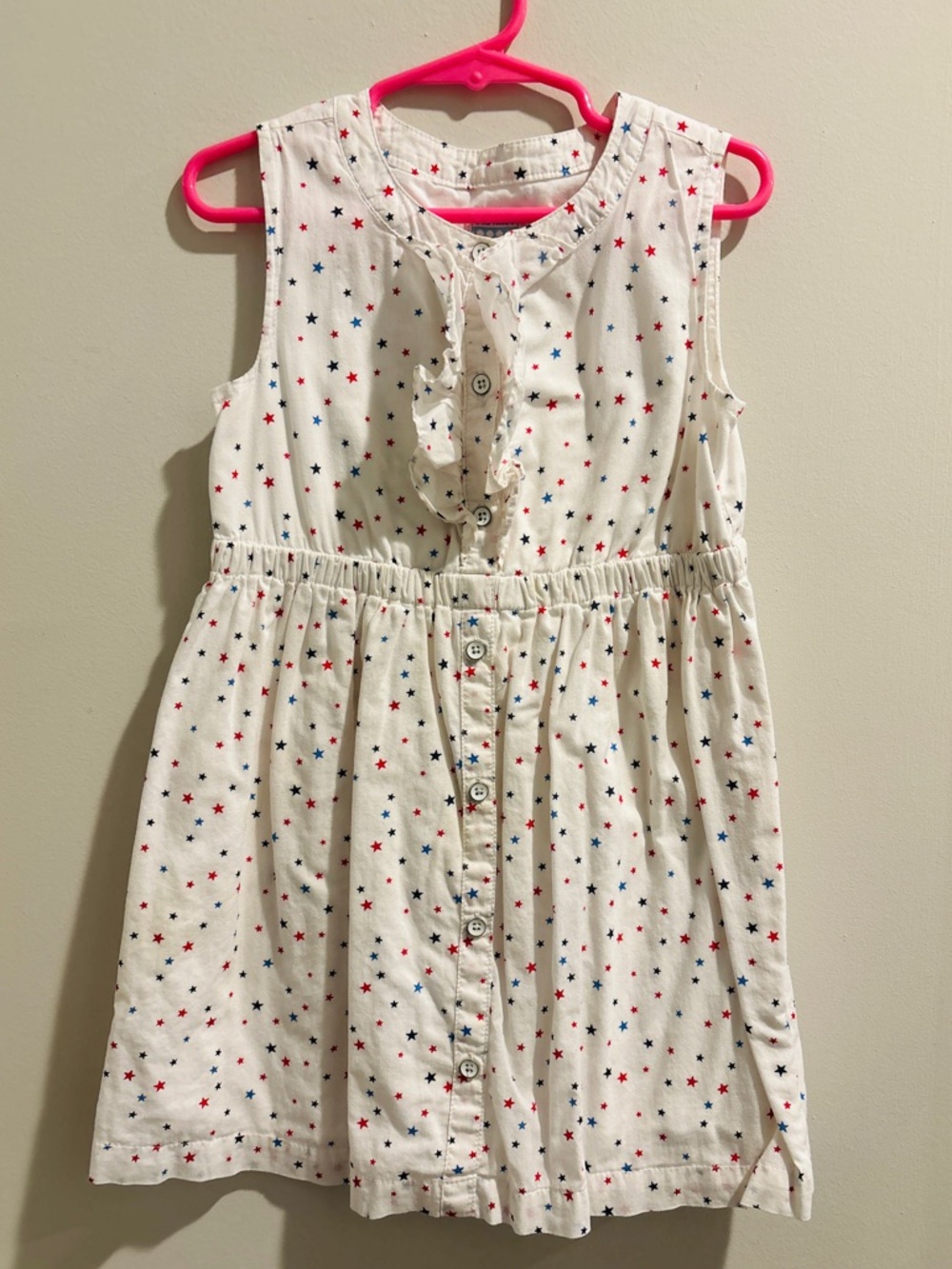 Old Navy White Dress with Red and Blue Star Print Girls 5T USA Patriotic America